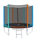 8FT Trampoline Round Trampolines Kids Safety Net Enclosure Pad Outdoor Gift Multi-coloured