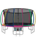 Everfit 16FT Trampoline Round Trampolines With Basketball Hoop Kids Present Gift Enclosure Safety Net Pad Outdoor Multi-coloured.