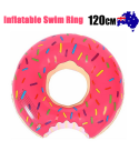 Pink Inflatable Giant Donut Raft Swim Ring Float Swimming Pool Beach Lounge Pink Coff 120CM