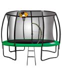 Kahuna 8ft  Trampoline Safety Net Spring Pad Cover Mat Ladder Free Basketball Set Green