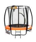 Kahuna 8ft Outdoor Orange Trampoline For Kids And Children Suited For Fitness Exercise Gymnastics With Safety Enclosure Basketball Hoop Set