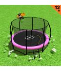 Kahuna 12ft Outdoor Trampoline Kids Children With Safety Enclosure Pad Mat Ladder Basketball Hoop Set - Pink