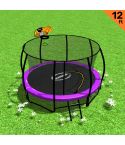 Kahuna 12ft Outdoor Trampoline Kids Children With Safety Enclosure Pad Mat Ladder Basketball Hoop Set - Purple