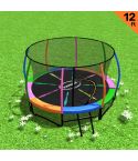 Kahuna 12ft Trampoline Free Ladder Spring Mat Net Safety Pad Cover Round Enclosure - Rainbow