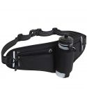 Black Adjustable Running Waist Pack with Water Bottle Holder, Reflective Design, and Multiple Storage Pockets for Outdoor Activities