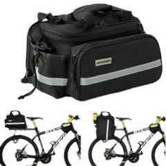 Black Insulated Bike Rear Rack Bag - Waterproof Storage Bag with Soft PE Padding for Cycling